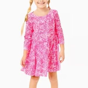 Lilly Pulitzer Girl's Mini Geanna Dress Pink Blossom Foxy Llama XS 4/5
